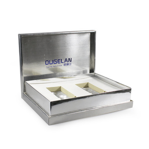 Luxury Silver paper box with EVA insert for cosmetic set package